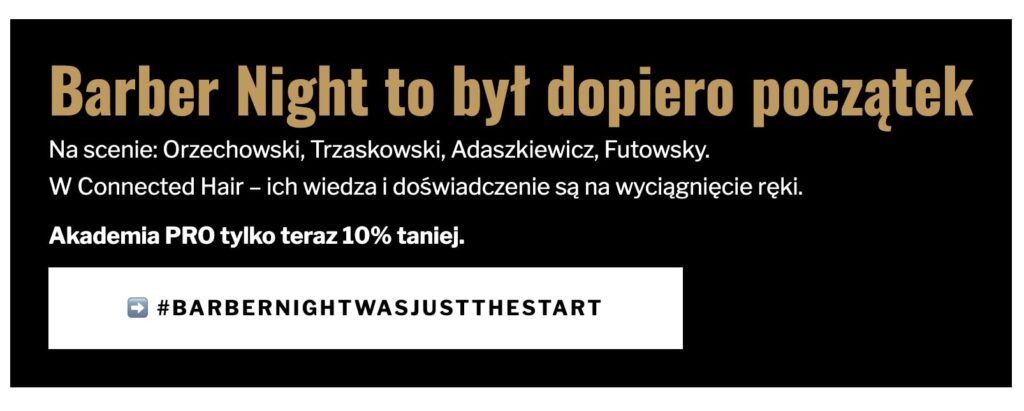 Baner z promocją akademii fryzjerskiej Connected Hair